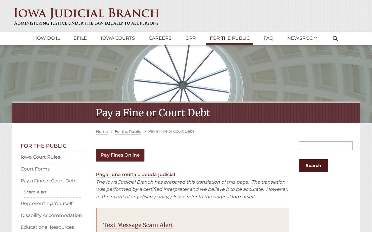 Appanoose County criminal court debt lookup instructions