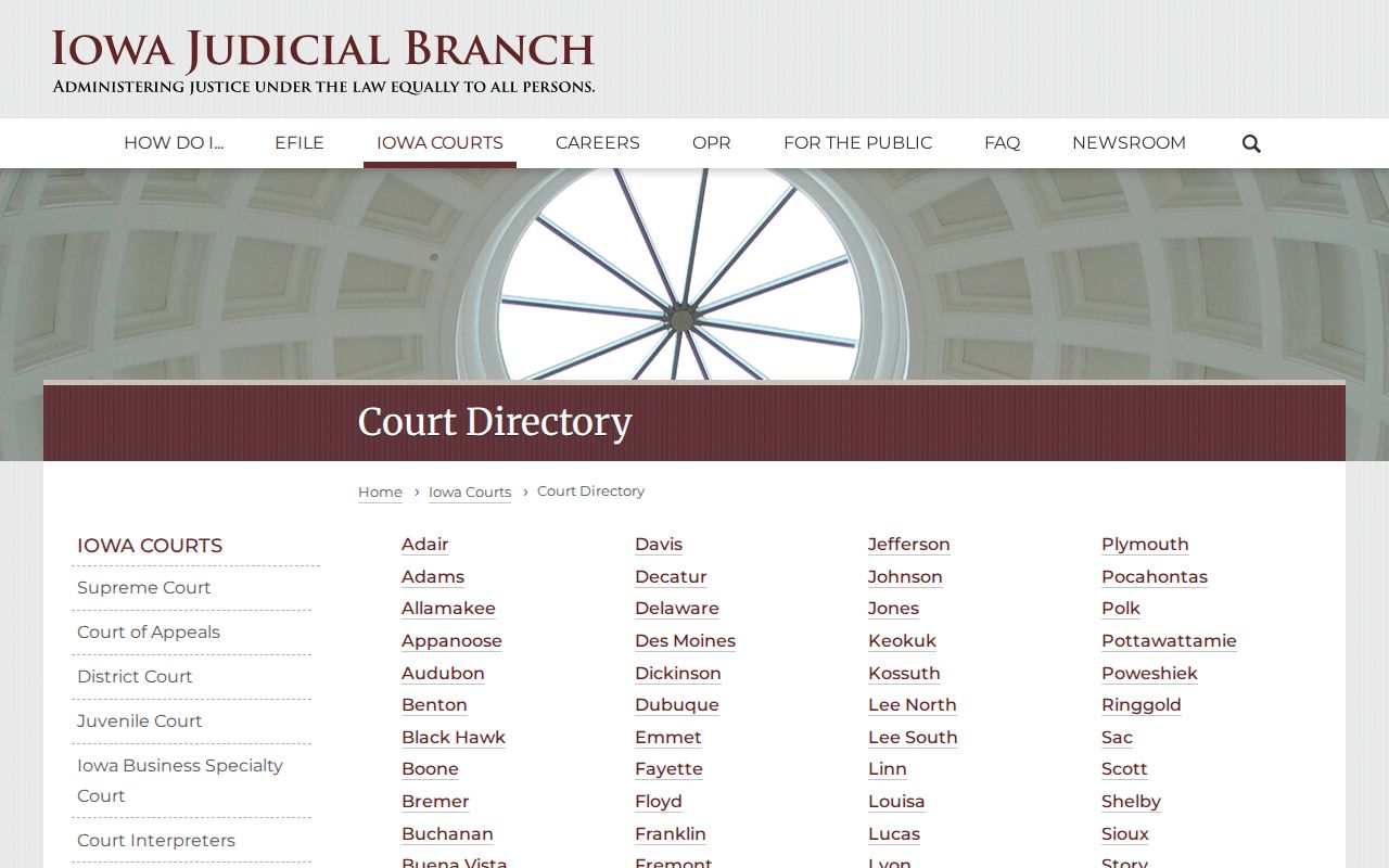 Appanoose County criminal court directory page